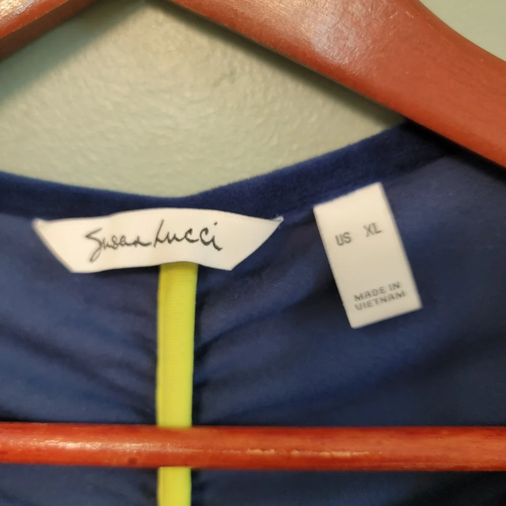 Susan Lucci Designer Athletic Navy Ruched Velvet Womens‎ Size XL Workout